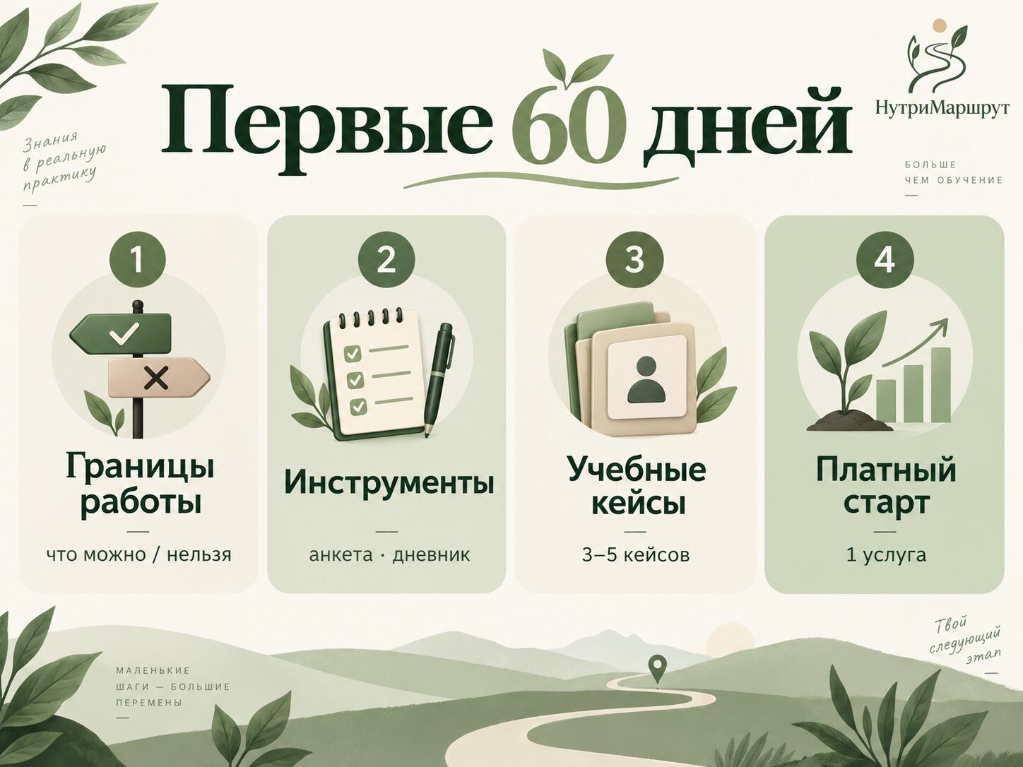 Первые шаги после обучения на нутрициолога